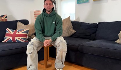 Straight Muscular & Hairy Josh Wanks his Huge Uncut Cock & Fires a Load of Cum!