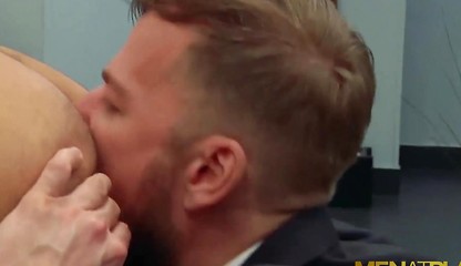 MENATPLAY Blond Hunk Matthew Anders Ass Fucks Bearded Waiter